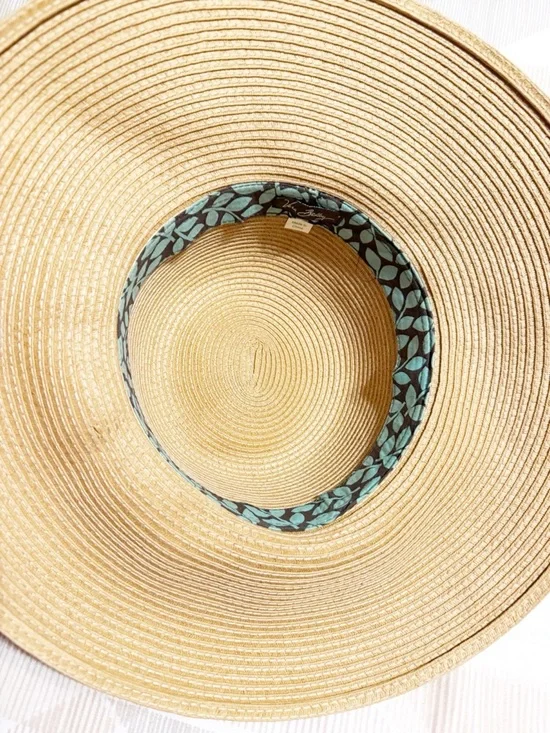 Vera Bradley Tan Straw Sun Hat with Patterned Scarf Band - Picture 3 of 4